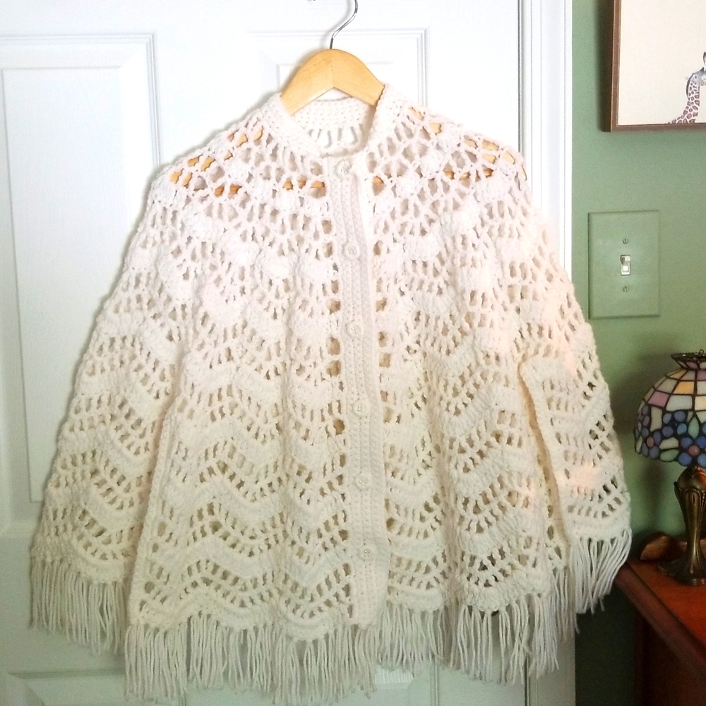 White Crochet Cape